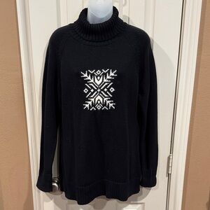 Coldwater Creek Black Sweater w/ Snowflake. Sz Large